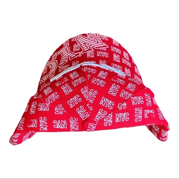 New York City Adjustable Wool Baseball Cap Red NYC Embroidery Allover Print - Picture 4 of 10